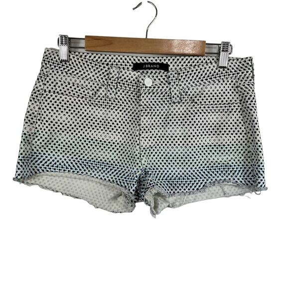 J Brand Womens 26 Ombre Dot Cut Off Denim Shorts Low Rise Frayed Hem Summer - Picture 1 of 9